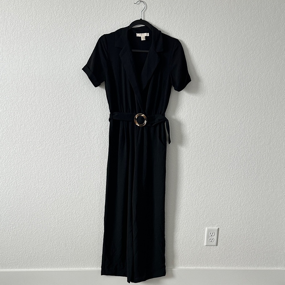 Elegant Black Belted Women's Jumpsuit